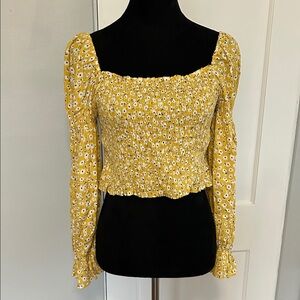 Hem & Thread Mustard Floral Long Sleeve Blouse